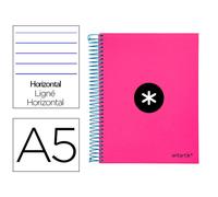 Cuaderno espiral liderpapel a5 micro antartik tapa forrada 120h 100 gr horizontal 5 bandas 6 taladros color rosa - KD15
