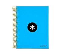Cuaderno espiral liderpapel a5 micro antartik tapa forrada 120h 100 gr horizontal 5 bandas 6 taladros color azul - KD11