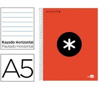 Cuaderno Espiral A5 Micro Antartik Tapa Rayada 120F 100G Rayado Rojo