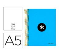 Cuaderno espiral liderpapel a5 micro antartik tapa forrada 120h 100g liso con bandas 6 taladros color azul - KD51