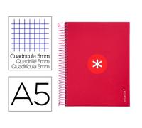 KH12 - Cuaderno espiral liderpapel a5 micro antartik tapa forrada120h 100 gr cuadro 5mm 5 banda6 taladros color frambuesa