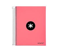 Cuaderno espiral liderpapel a5 micro antartik tapa forrada120h 100 gr cuadro 5mm 5 banda6 taladros trending rojo 2020