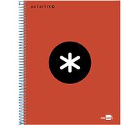 Cuaderno espiral liderpapel a5 micro antartik tapa forrada120h 100 gr cuadro 5mm 5 bandas 6 taladros color rojo - KD32
