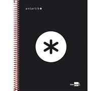 Cuaderno espiral liderpapel a5 micro antartik tapa forrada120h 100 gr cuadro 5mm 5 bandas 6 taladros color negro - KD40