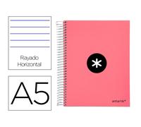 Cuaderno espiral liderpapel a5 micro antartik tapa forrada120h 100 gr horizontal 5 banda6 taladros color coral