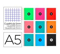 Cuaderno espiral liderpapel a5 micro antartik tapa forrada120h 100gr cuadro 5mm 5 bandas6 taladros colores surtidos