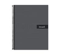 Cuaderno espiral liderpapel a5 micro crafty tapa forrada 120h 90 gr cuadro 5mm 5 bandas6 taladros color negro - BJ74