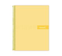 Cuaderno espiral liderpapel a5 micro crafty tapa forrada 120h 90 gr cuadro 5mm 5 bandas6 taladros color amarillo - BJ71