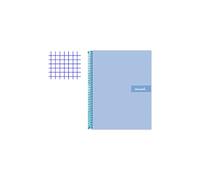 Cuaderno espiral liderpapel a5 micro crafty tapa forrada 120h 90 gr cuadro 5mm 5 bandas6 taladros color azul - BJ08
