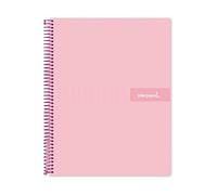 Cuaderno espiral liderpapel a5 micro crafty tapa forrada 120h 90 gr cuadro 5mm 5 bandas6 taladros color rosa - BJ75
