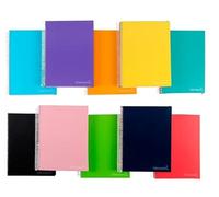 Cuaderno espiral liderpapel a5 micro jolly tapa forrada 140h 75 gr cuadro 5mm 5 bandas con taladros -Unidad -