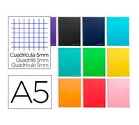 Cuaderno espiral liderpapel a5 micro jolly tapa forrada 140h 75 gr cuadro 5mm 5 bandas6 taladros colores surtidos