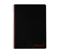 Cuaderno espiral liderpapel a5 micro wonder tapa plastico 120h 90g cuadro 5mm 5 bandas 6 taladros color negro - BJ67