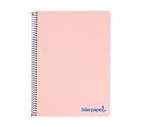 Cuaderno espiral liderpapel a5 micro wonder tapa plastico 120h 90g cuadro 5mm 5 bandas 6 taladros color rosa - BJ15