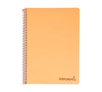 Cuaderno espiral liderpapel a5 micro wonder tapa plastico 120h 90g cuadro 5mm 5 bandas 6 taladros color naranja - BJ17