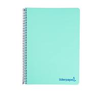 Cuaderno espiral liderpapel a5 micro wonder tapa plastico 120h 90g cuadro 5mm 5 bandas 6 taladros color verde - BJ16