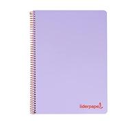 CUADERNO ESPIRAL LIDERPAPEL A5 MICRO WONDER TAPA PLASTICO 120H 90G CUADRO 5MM 5 BANDAS 6 TALADROS COLOR VIOLETA