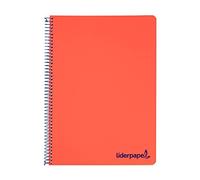 Cuaderno espiral liderpapel a5 micro wonder tapa plastico 120h 90g cuadro 5mm 5 bandas 6 taladros color rojo - BJ70