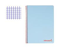 Cuaderno espiral liderpapel a5 micro wonder tapa plastico 120h 90g cuadro 5mm 5 bandas 6 taladros color celeste - BJ14