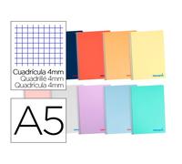 Cuaderno espiral liderpapel a5 wonder tapa plastico 80h 90g cuadro 4mm con margen colores surtidos