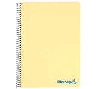 Cuaderno espiral liderpapel a6 micro wonder tapa plastico 120h 90 gr cuadro 5mm 4 bandas color amarillo - BD15