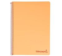 Cuaderno espiral liderpapel a6 micro wonder tapa plastico 120h 90 gr cuadro 5mm 4 bandas color naranja - BD13