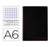 Cuaderno espiral liderpapel a6 micro wonder tapa plastico 120h 90 gr cuadro 5mm 4 bandas color negro
