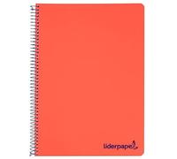 Cuaderno espiral liderpapel a6 micro wonder tapa plastico 120h 90 gr cuadro 5mm 4 bandas color rojo