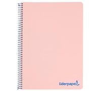 Cuaderno espiral liderpapel a6 micro wonder tapa plastico 120h 90 gr cuadro 5mm 4 bandas color rosa