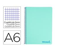 Cuaderno espiral liderpapel a6 micro wonder tapa plastico 120h 90 gr cuadro 5mm 4 bandas color verde - BD12