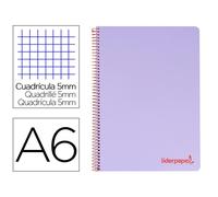 Cuaderno espiral liderpapel a6 micro wonder tapa plastico 120h 90 gr cuadro 5mm 4 bandas color violeta - BD14