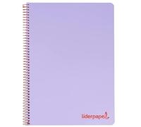 Cuaderno espiral liderpapel a6 micro wonder tapa plastico 120h 90 gr cuadro 5mm 4 bandas color violeta - BD14