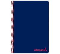 Cuaderno espiral liderpapel a7 micro wonder tapa plastico 100h 90 gr cuadro 5mm 4 bandas color azul marino - BG18