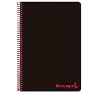 Cuaderno espiral liderpapel a7 micro wonder tapa plastico 100h 90 gr cuadro 5mm 4 bandas color negro - BG17