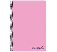 Cuaderno espiral liderpapel a7 micro wonder tapa plastico 100h 90 gr cuadro 5mm 4 bandas color rosa