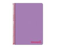 CUADERNO ESPIRAL LIDERPAPEL A7 MICRO WONDER TAPA PLASTICO 100H 90 GR CUADRO 5MM 4 BANDAS COLOR VIOLETA