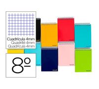 Cuaderno espiral liderpapel bolsillo octavo apaisado smart tapa blanda 80h 60gr cuadro 4mm colores surtidos