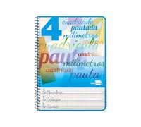 Cuaderno espiral liderpapel cuarto pautaguia tapa blanda 40h 75 gr cuadro pautado 4mm colores surtidos, 1 unidad