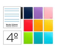 Cuaderno espiral liderpapel cuarto smart tapa blanda 80h 60gr rayado montessori 3,5mm colores surtidos - BC50