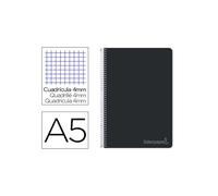 Cuaderno espiral liderpapel cuarto witty tapa dura 80h 75gr cuadro 4mm con margen color negro