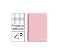 Cuaderno espiral liderpapel cuarto witty tapa dura 80h 75gr cuadro 4mm con margen color rosa