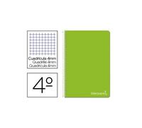 Cuaderno espiral liderpapel cuarto witty tapa dura 80h 75gr cuadro 4mm con margen color verde