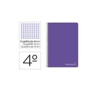 Cuaderno espiral liderpapel cuarto witty tapa dura 80h 75gr cuadro 4mm con margen color violeta