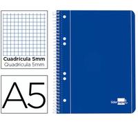 Cuaderno Espiral LIDERPAPEL Cubierta Azul 80H Cuadriculado