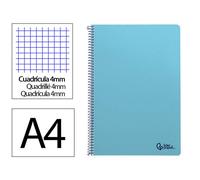 Cuaderno espiral liderpapel din a4 smart tapa blanda 80h 75gr cuadro 4mm con margen color celeste - BG01