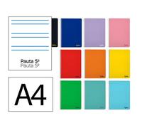 Cuaderno espiral liderpapel din a4 smart tapa blanda 80h 75gr rayado montessori 5mm con margen colores surtidos - BC78