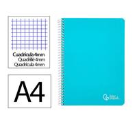 Cuaderno espiral liderpapel din a4 witty tapa dura 80h 90gr cuadro 4mm con margen color celeste - BF32