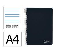 Cuaderno espiral liderpapel din a4 witty tapa dura 80h 90gr pauta 3,5mm con margen color negro - BF181