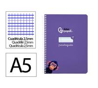 Cuaderno espiral liderpapel din a5 pautaguia tapa blanda 40h 75 gr cuadro pautado 2,5mm color lila - BC102