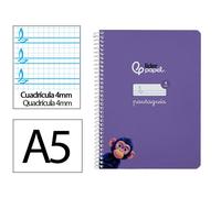 Cuaderno espiral liderpapel din a5 pautaguia tapa blanda 40h 75 gr cuadro pautado 4mm color lila - BC114